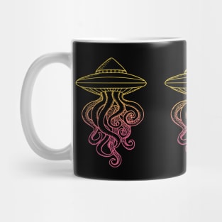 UFO Octopus Pink Yellow Mug Design Mug